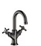 AXOR-HG-AXOR-Montreux-2-Griff-Waschtischarmatur-160-mit-Kreuzgriffen-fuer-Handwaschbecken-mit-Zugstangen-Ablaufgarnitur-Polished-Black-Chrome-16505330 gallery number 1